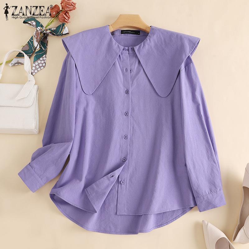 ZANZEA Женская простая свободная хлопковая блузка с отложным воротником и длинными рукавами
ZANZEA Женская простая свободная хлопковая блузка с отложным воротником и длинными рукавами