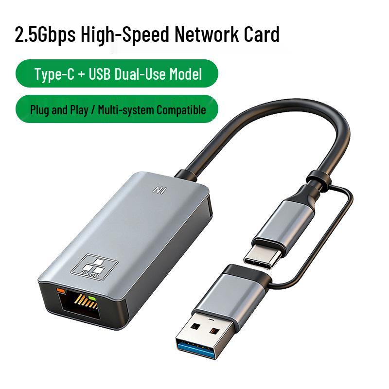 USB/Type-C to Ethernet 2.5G Network Card RTL8156b, 2500Mbps High-Speed Ethernet for NAS
USB/Type-C to Ethernet 2.5G Network Card RTL8156b, 2500Mbps High-Speed Ethernet for NAS