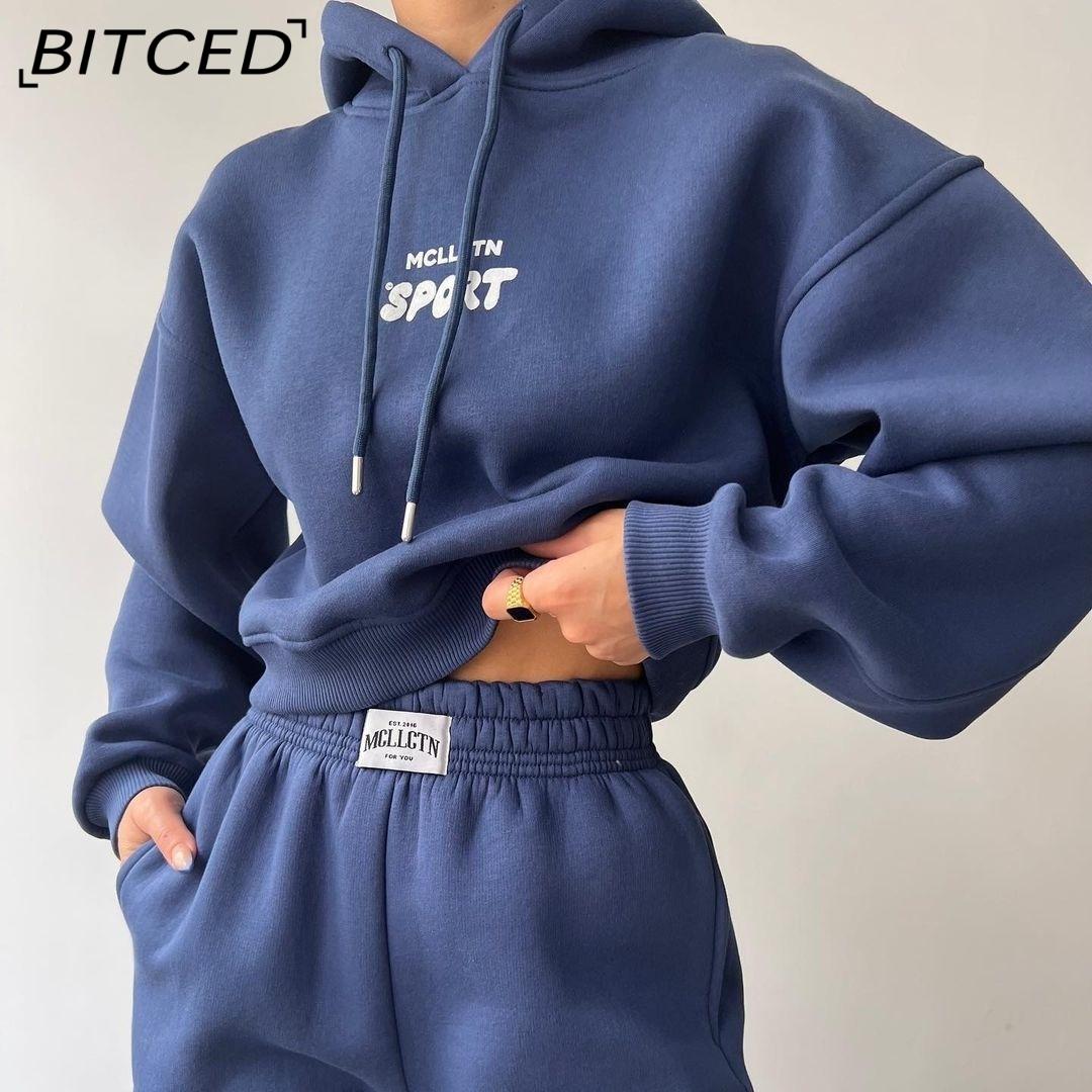 BITCED Осень/Зима Повседневный флисовый комплект с капюшоном и длинными рукавами с принтом
BITCED Осень/Зима Повседневный флисовый комплект с капюшоном и длинными рукавами с принтом