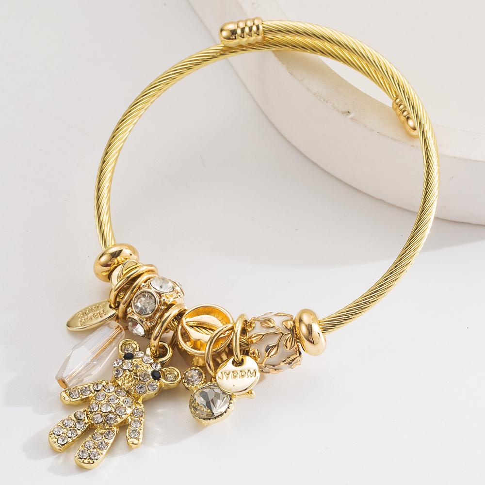 Gold Stainless Steel Bracelet With Personalized Bear Letter Pendant And Adjustable Opening For Women белый
Gold Stainless Steel Bracelet With Personalized Bear Letter Pendant And Adjustable Opening For Women белый