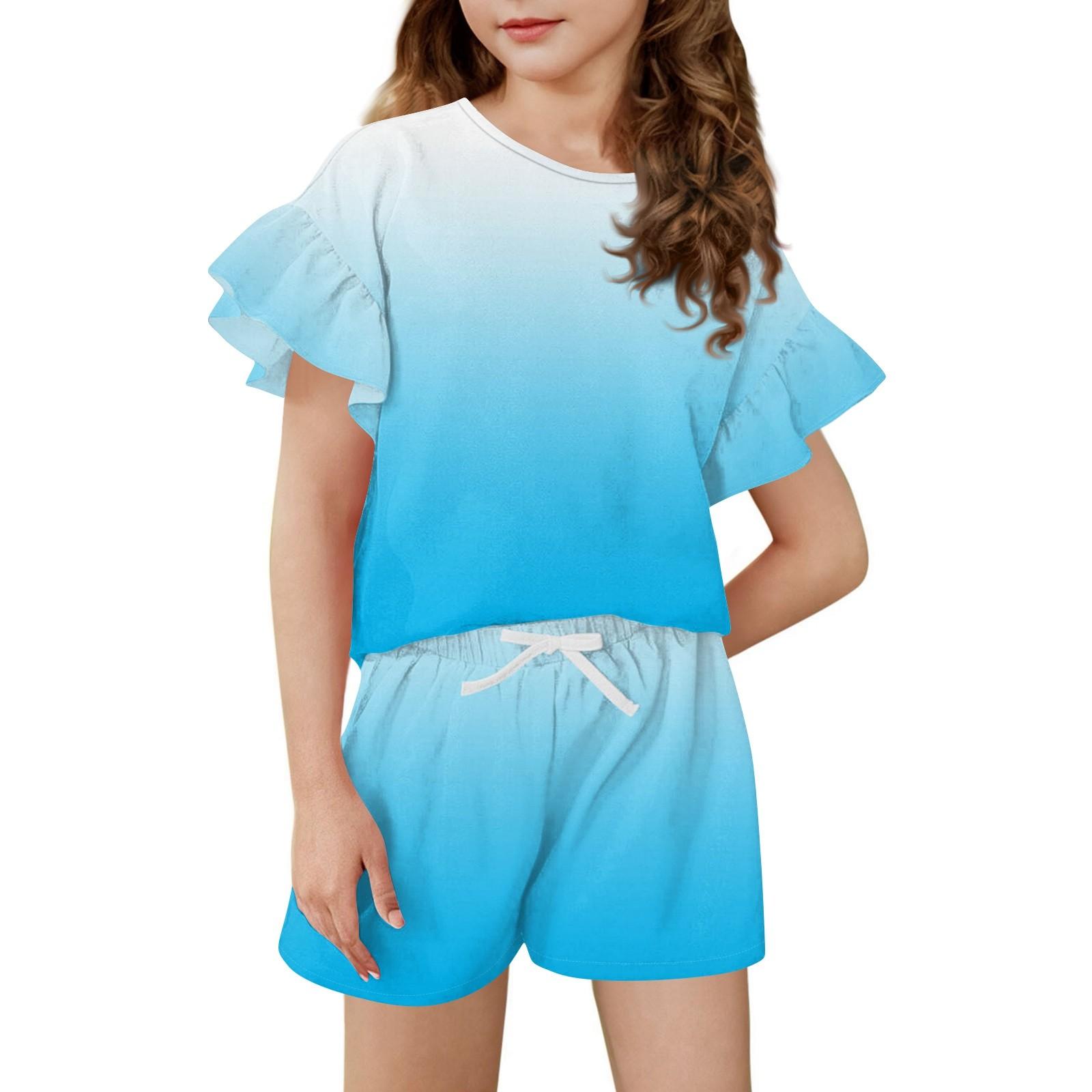 Літній комплект для дівчинки: топ з рукавами-рюшами та шорти. Легкий повсякденний костюм з двох предметів. 130
Літній комплект для дівчинки: топ з рукавами-рюшами та шорти. Легкий повсякденний костюм з двох предметів. 130