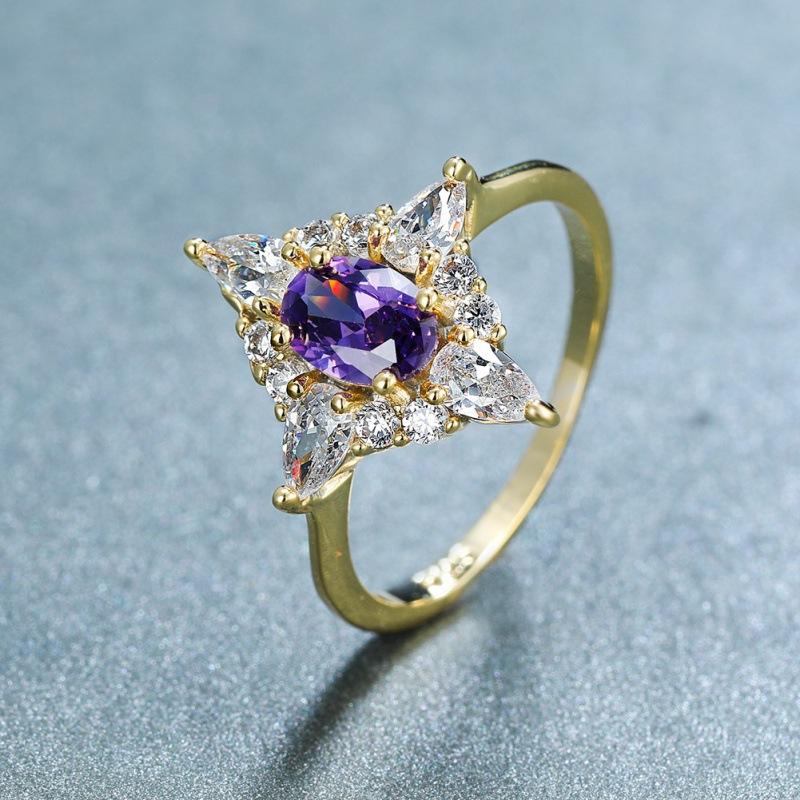 Retro Korean new gold purple round symmetrical white diamond ring type temperament versatile ring no. 6
Retro Korean new gold purple round symmetrical white diamond ring type temperament versatile ring no. 6