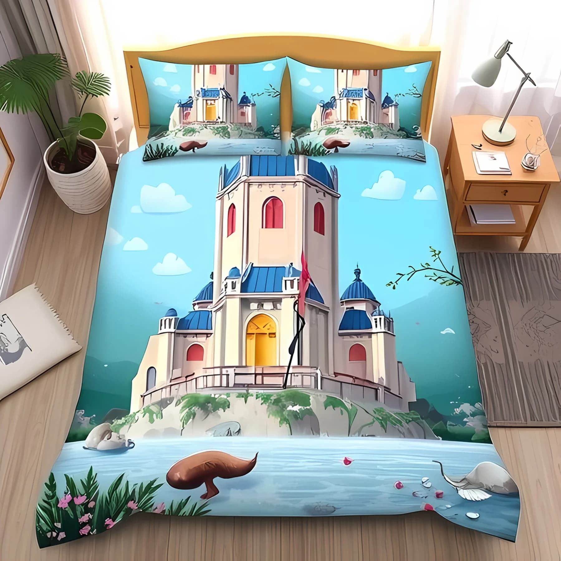Castle Patern Bed Soft Duvet Cover Set Large Sized Dimensions Suitable for Children Young Boys Young Girls Bed Comfortable Quilt Cover Decoration 120*200cm Single
Castle Patern Bed Soft Duvet Cover Set Large Sized Dimensions Suitable for Children Young Boys Young Girls Bed Comfortable Quilt Cover Decoration 120*200cm Single