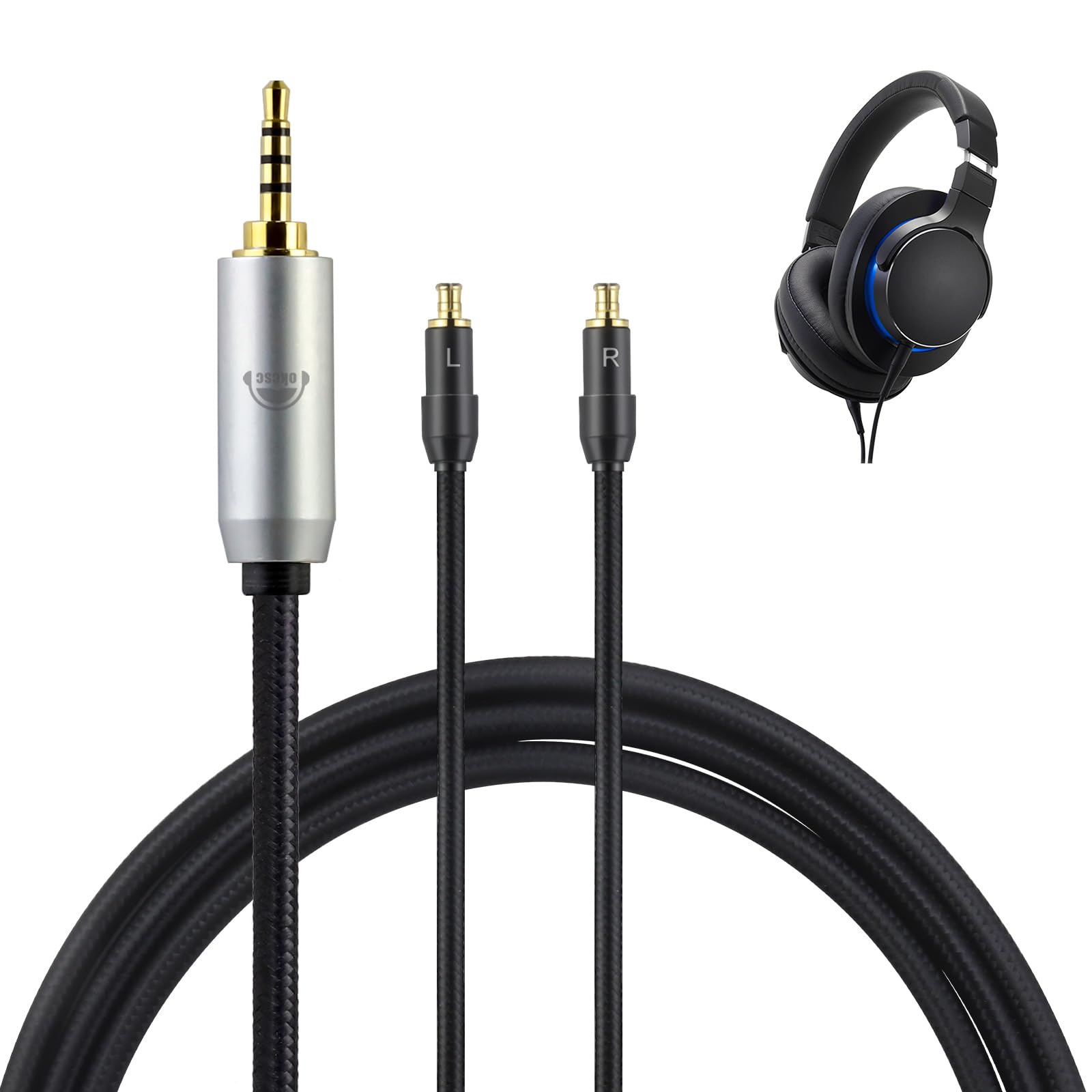 okcsc TCSR9 Headphone Cable A2DC for Earphones and Headphones for Compatible with OFC Length Re-Cable Audio-Technica ATH-ADX5000, ESW950, SR9,
okcsc TCSR9 Headphone Cable A2DC for Earphones and Headphones for Compatible with OFC Length Re-Cable Audio-Technica ATH-ADX5000, ESW950, SR9,