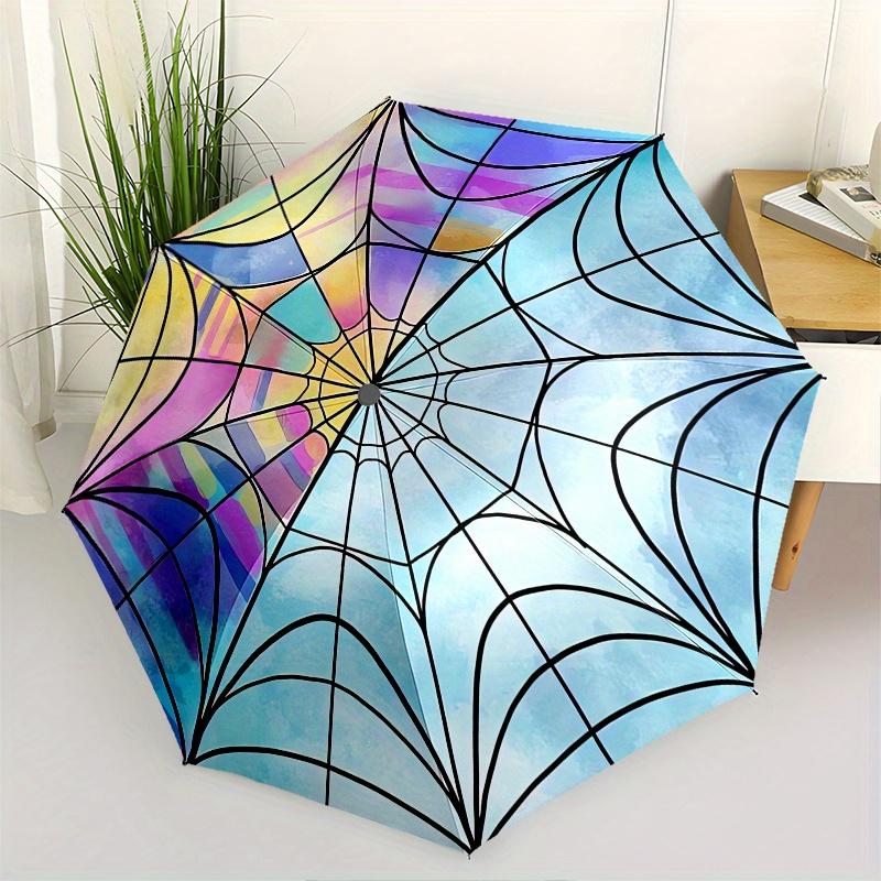 Spider Web, Stained Glass Automatic Folding Umbrella 8 Ribs, Durable Iron Frame, Bright Color Pattern Compact Travel Umbrella, Suitable for
Spider Web, Stained Glass Automatic Folding Umbrella 8 Ribs, Durable Iron Frame, Bright Color Pattern Compact Travel Umbrella, Suitable for
