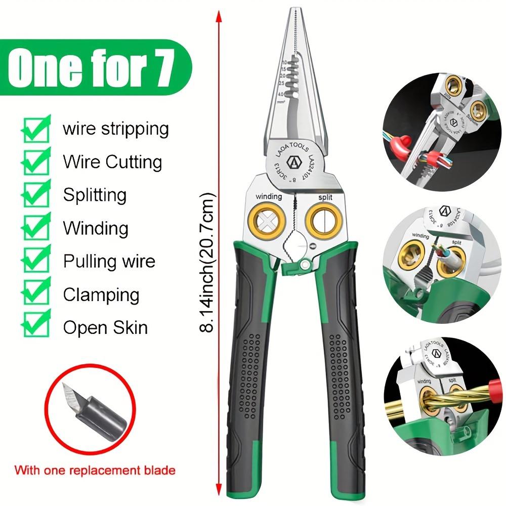 8-in-1 Wire Strippers Pliers with Voltage Test, Metal Cable Scissors for Cutting, Pulling, Scraping, Pressing Wires темно-синього кольору
8-in-1 Wire Strippers Pliers with Voltage Test, Metal Cable Scissors for Cutting, Pulling, Scraping, Pressing Wires темно-синього кольору