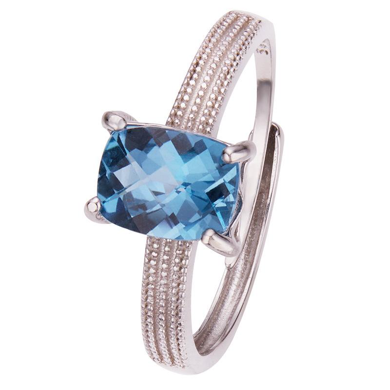 Natural London Blue Topaz Ring Women S S925 Sterling Silver Sugar Cube Jewelry Simple And Versatile
Natural London Blue Topaz Ring Women S S925 Sterling Silver Sugar Cube Jewelry Simple And Versatile