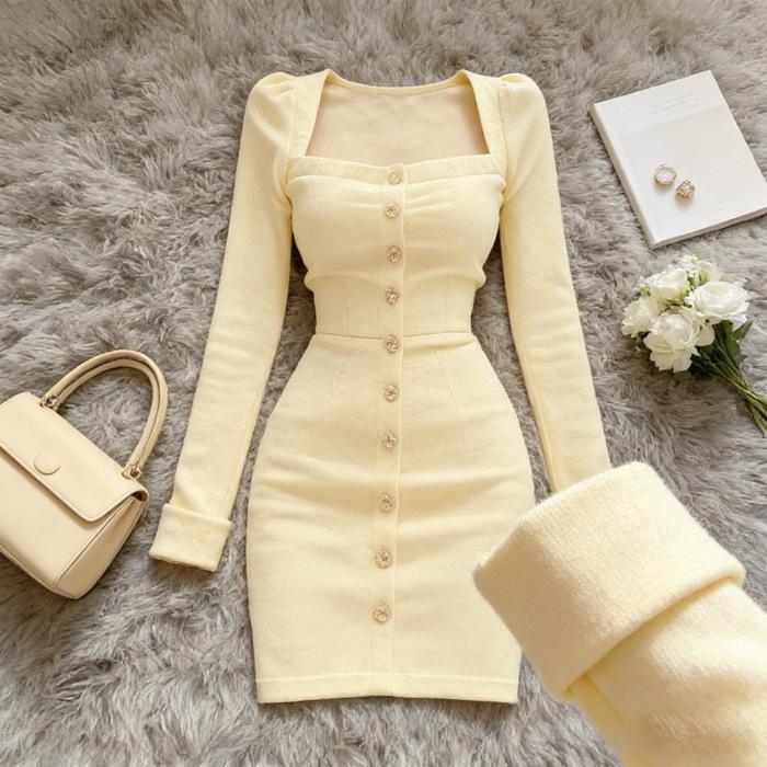 Elegant Square Neck Single-Breasted Long Sleeve Dress - Women s High-End Slimming Waist-Cinched Skirt Extra Large жёлтый
Elegant Square Neck Single-Breasted Long Sleeve Dress - Women s High-End Slimming Waist-Cinched Skirt Extra Large жёлтый