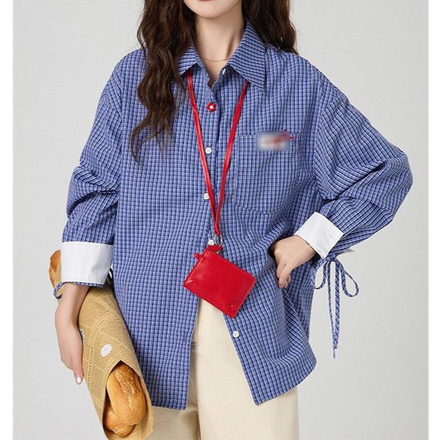Oruofeng Women s Retro Blue Plaid Long Sleeve Shirt - Early Spring Loose Fit XL (up to 130 jin)
Oruofeng Women s Retro Blue Plaid Long Sleeve Shirt - Early Spring Loose Fit XL (up to 130 jin)