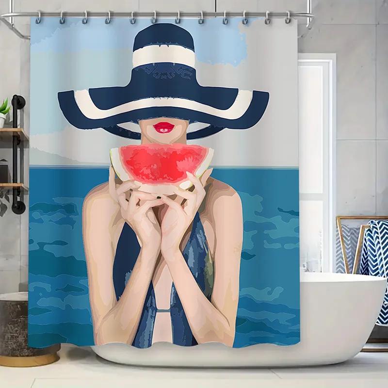 Fashion Art Shower Curtain Lady With Watermelon Creative Waterproof Liner Elegant Taste Home Decor With Complimentary Hook W60H190(CM)-1 Pcs
Fashion Art Shower Curtain Lady With Watermelon Creative Waterproof Liner Elegant Taste Home Decor With Complimentary Hook W60H190(CM)-1 Pcs