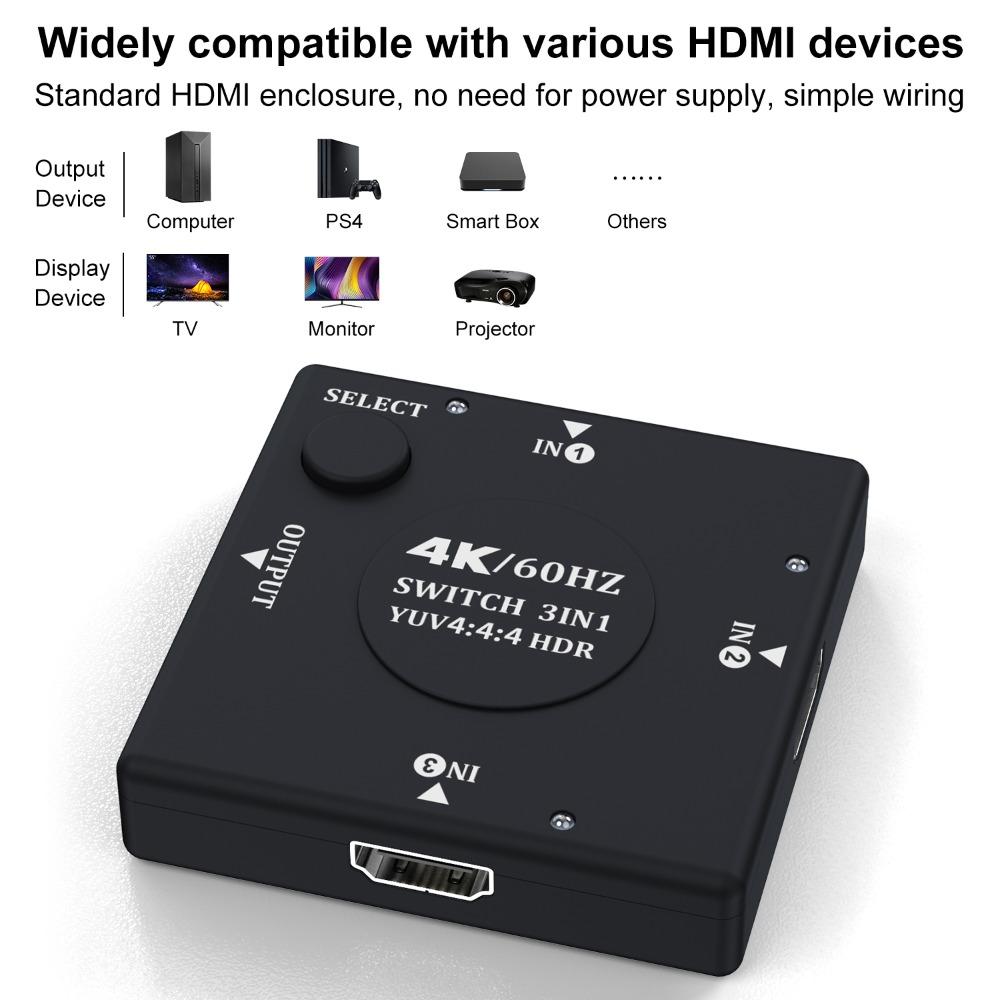 3 в 1, 3 в 1, переключатель, разветвитель, переключатель HDMI для HDTV/компьютера/игровой консоли
3 в 1, 3 в 1, переключатель, разветвитель, переключатель HDMI для HDTV/компьютера/игровой консоли