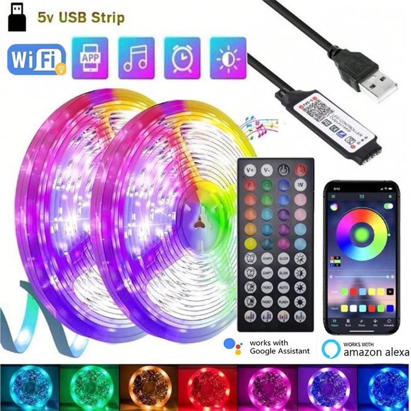 5V USB Светодиодные ленты 5050 RGB Светодиодная лента Многоцветная лампа Управление через приложение Синхронизация с музыкой Подсветка для ТВ-лента для украшения комнаты 1m-3.28ft
5V USB Светодиодные ленты 5050 RGB Светодиодная лента Многоцветная лампа Управление через приложение Синхронизация с музыкой Подсветка для ТВ-лента для украшения комнаты 1m-3.28ft