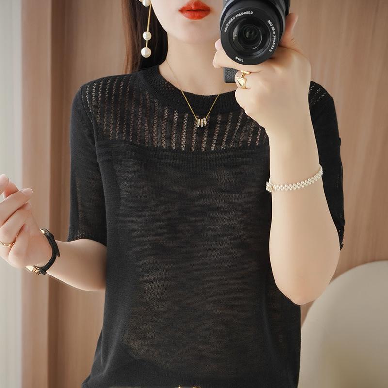 Женский вязаный топ с короткими рукавами и круглым вырезом «Бамбуковый сустав» на лето, новая полая мода, универсальный, с трехточечной манжетой на пуговице, базовая рубашка XXL
Женский вязаный топ с короткими рукавами и круглым вырезом «Бамбуковый сустав» на лето, новая полая мода, универсальный, с трехточечной манжетой на пуговице, базовая рубашка XXL