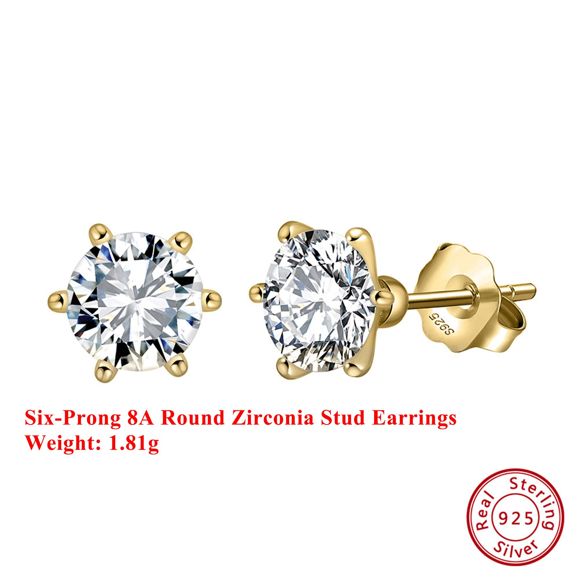 Effie Queen 925 Pure Silver 14k Gold Six-Prong Round Zirconia Stud Earrings 0.5/1/2/3/4CT Women, Men Jewelry Ear Drop Gift LZE07 0.5CT
Effie Queen 925 Pure Silver 14k Gold Six-Prong Round Zirconia Stud Earrings 0.5/1/2/3/4CT Women, Men Jewelry Ear Drop Gift LZE07 0.5CT