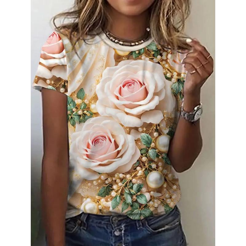 Fashion Women s 3D Flower Color Printing Crew Neck Short Sleeve Flower T-Shirt Crew Neck T-Shirt 6XL
Fashion Women s 3D Flower Color Printing Crew Neck Short Sleeve Flower T-Shirt Crew Neck T-Shirt 6XL