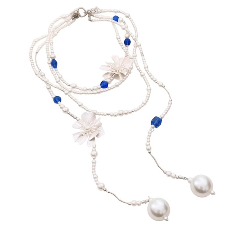 Bohemian Style Layering Beaded Necklace Blue And White Glass Pearls Flower Pendant Elegant Neck Chai nAccessory 1
Bohemian Style Layering Beaded Necklace Blue And White Glass Pearls Flower Pendant Elegant Neck Chai nAccessory 1