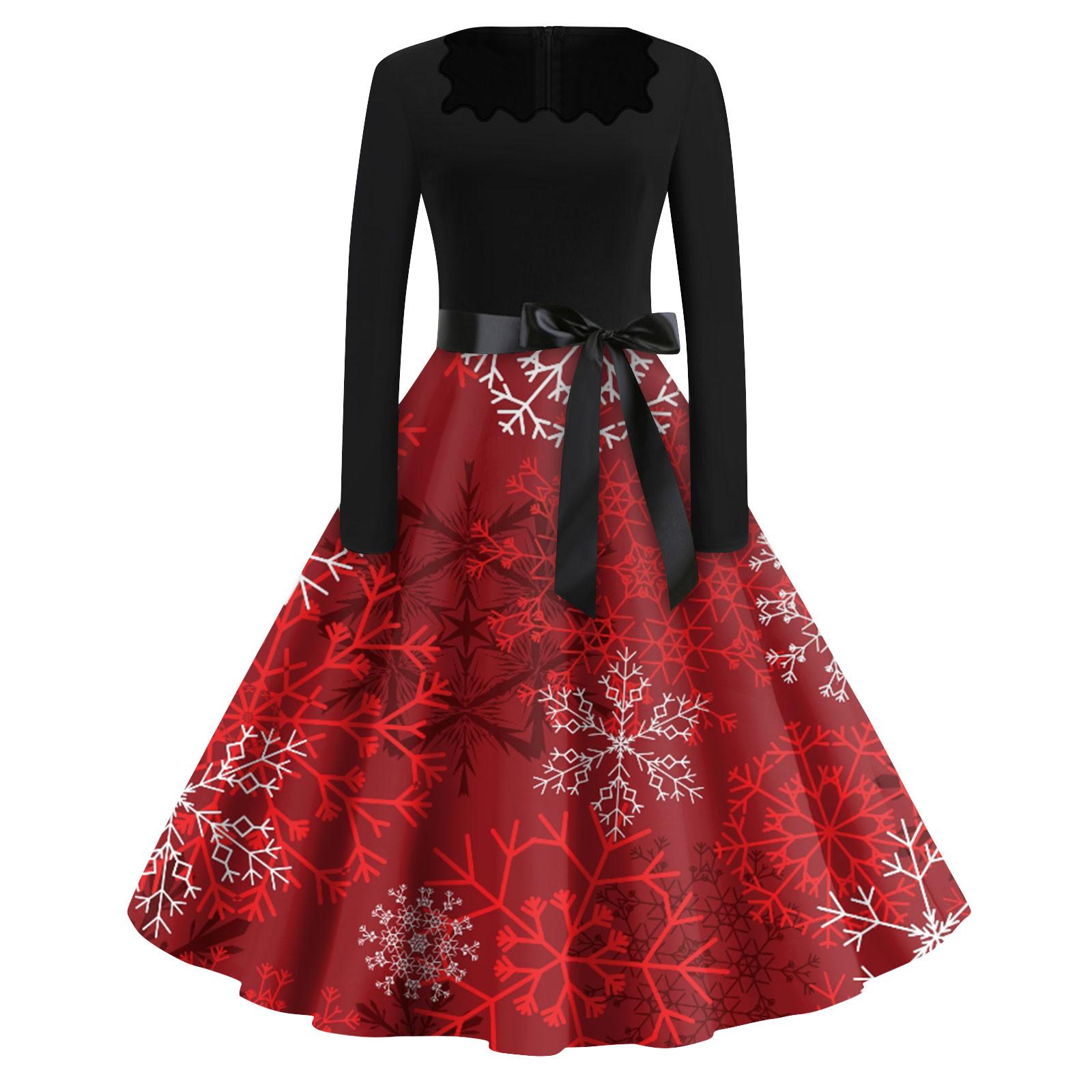 Женская мода с квадратным вырезом, повседневные тонкие рождественские платья с длинным рукавом и принтом XXL винный
Женская мода с квадратным вырезом, повседневные тонкие рождественские платья с длинным рукавом и принтом XXL винный