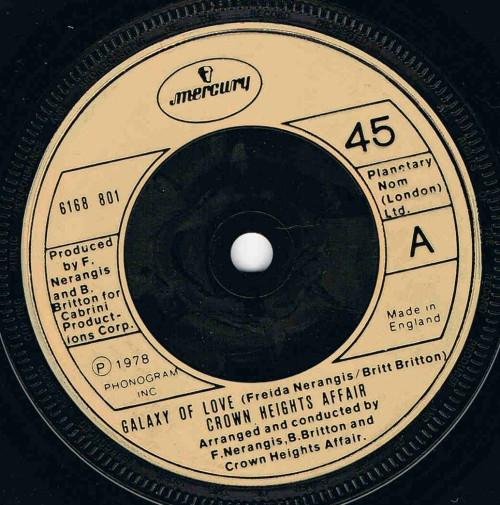 7inch Record CROWN HEIGHTS AFFAIR - Galaxy Of Love / Cherry 6168801 Mercury 1978 UK Soul/Funk Used
7inch Record CROWN HEIGHTS AFFAIR - Galaxy Of Love / Cherry 6168801 Mercury 1978 UK Soul/Funk Used