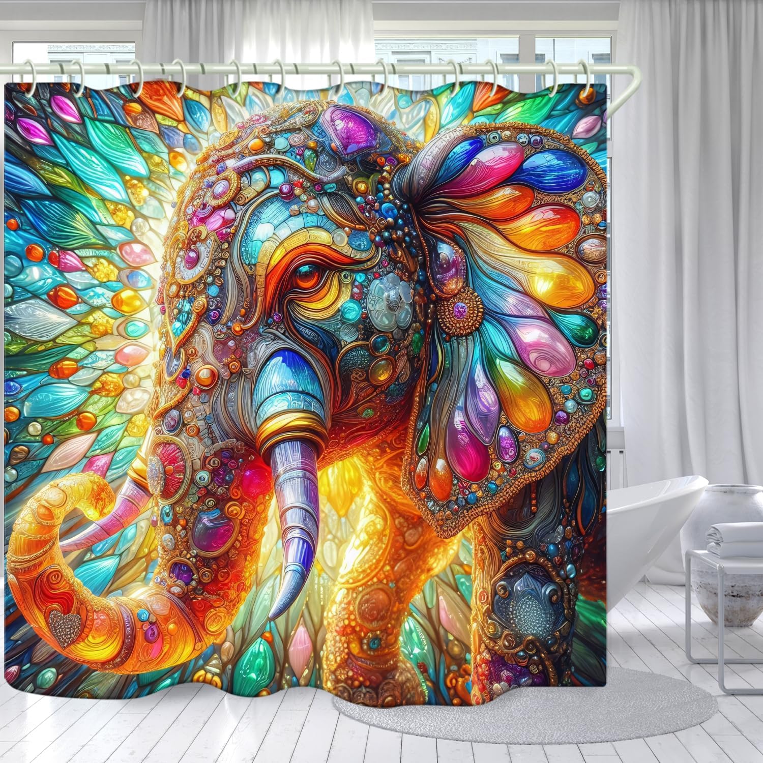 Bathroom Jewel Elephant 3D Shower Curtain, Luxury Bathtub Standard Shower Curtain, Waterproof And Bright Fabric Shower Curtain, W60H190(CM)-1 Pcs
Bathroom Jewel Elephant 3D Shower Curtain, Luxury Bathtub Standard Shower Curtain, Waterproof And Bright Fabric Shower Curtain, W60H190(CM)-1 Pcs