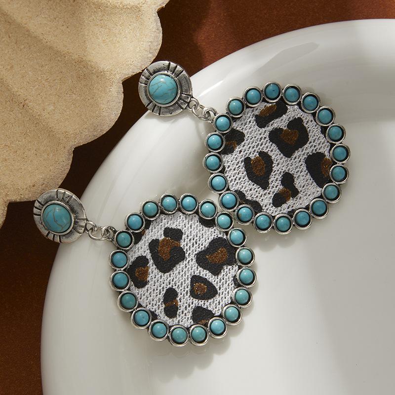 Leopard Leather Dinner Earrings Premium Color Turquoise Earrings Vintage Geometric Round Ear Jewelry
Leopard Leather Dinner Earrings Premium Color Turquoise Earrings Vintage Geometric Round Ear Jewelry