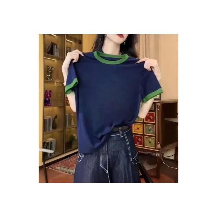Design sense contrasting color front shoulder T-shirt women s summer new sweet and spicy short slim cotton short-sleeved crew neck top 2XL королівський синій колір
Design sense contrasting color front shoulder T-shirt women s summer new sweet and spicy short slim cotton short-sleeved crew neck top 2XL королівський синій колір