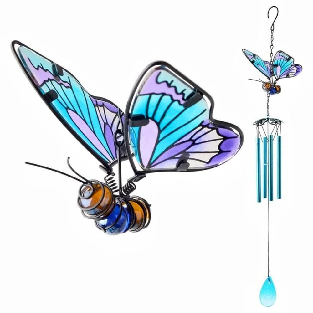 3D Butterfly Wind Chimes Iron Stained Glass Butterfly Wind Chimes with Tube Gift for Mom for Home Garden Window Yard Patio Decor
3D Butterfly Wind Chimes Iron Stained Glass Butterfly Wind Chimes with Tube Gift for Mom for Home Garden Window Yard Patio Decor