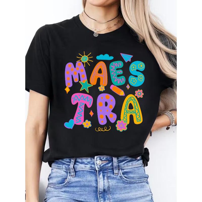 Women S Casual Round-Neck Short-Sleeve Sports T-Shirt with Spanish Letter Print for Spring And Summer 4XL
Women S Casual Round-Neck Short-Sleeve Sports T-Shirt with Spanish Letter Print for Spring And Summer 4XL
