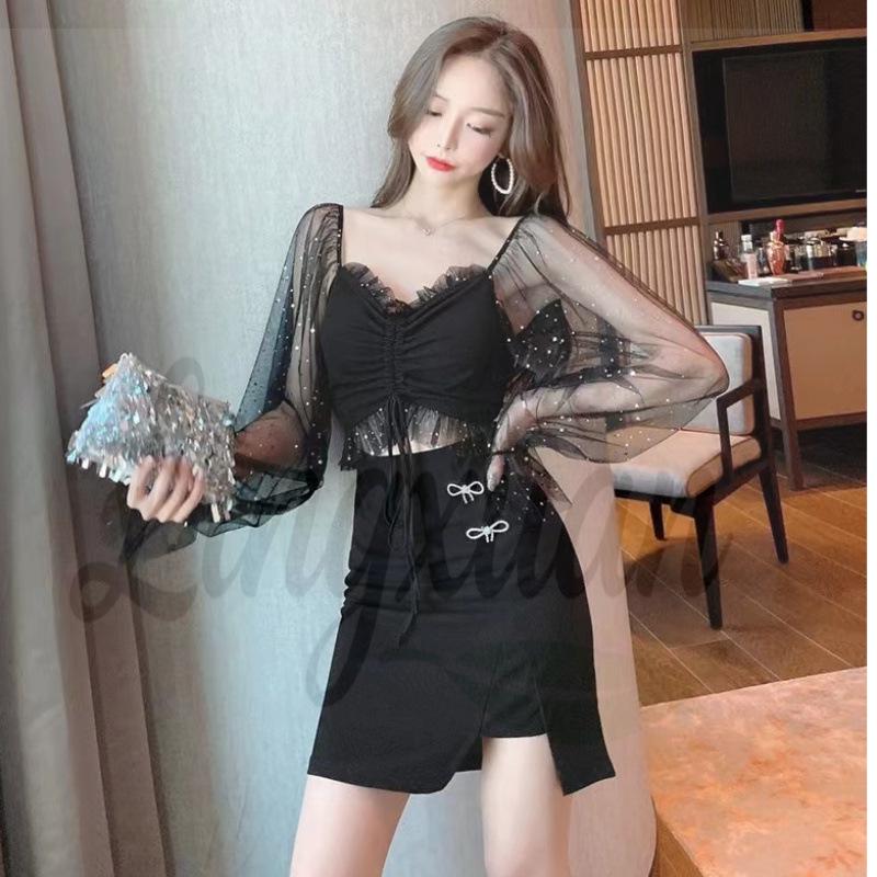 Korean Style Mesh Lace Cut-Out Drawstring Long Sleeve Dress Medium чорний
Korean Style Mesh Lace Cut-Out Drawstring Long Sleeve Dress Medium чорний