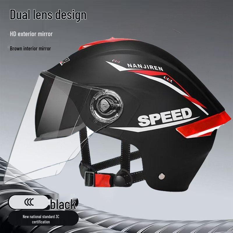 Unisex 3C Certified Electric Scooter Helmet, Half Helmet with Double Visor, All-Season, Sun Protection & Breathable One Size (54-62CM Adjustable)
Unisex 3C Certified Electric Scooter Helmet, Half Helmet with Double Visor, All-Season, Sun Protection & Breathable One Size (54-62CM Adjustable)