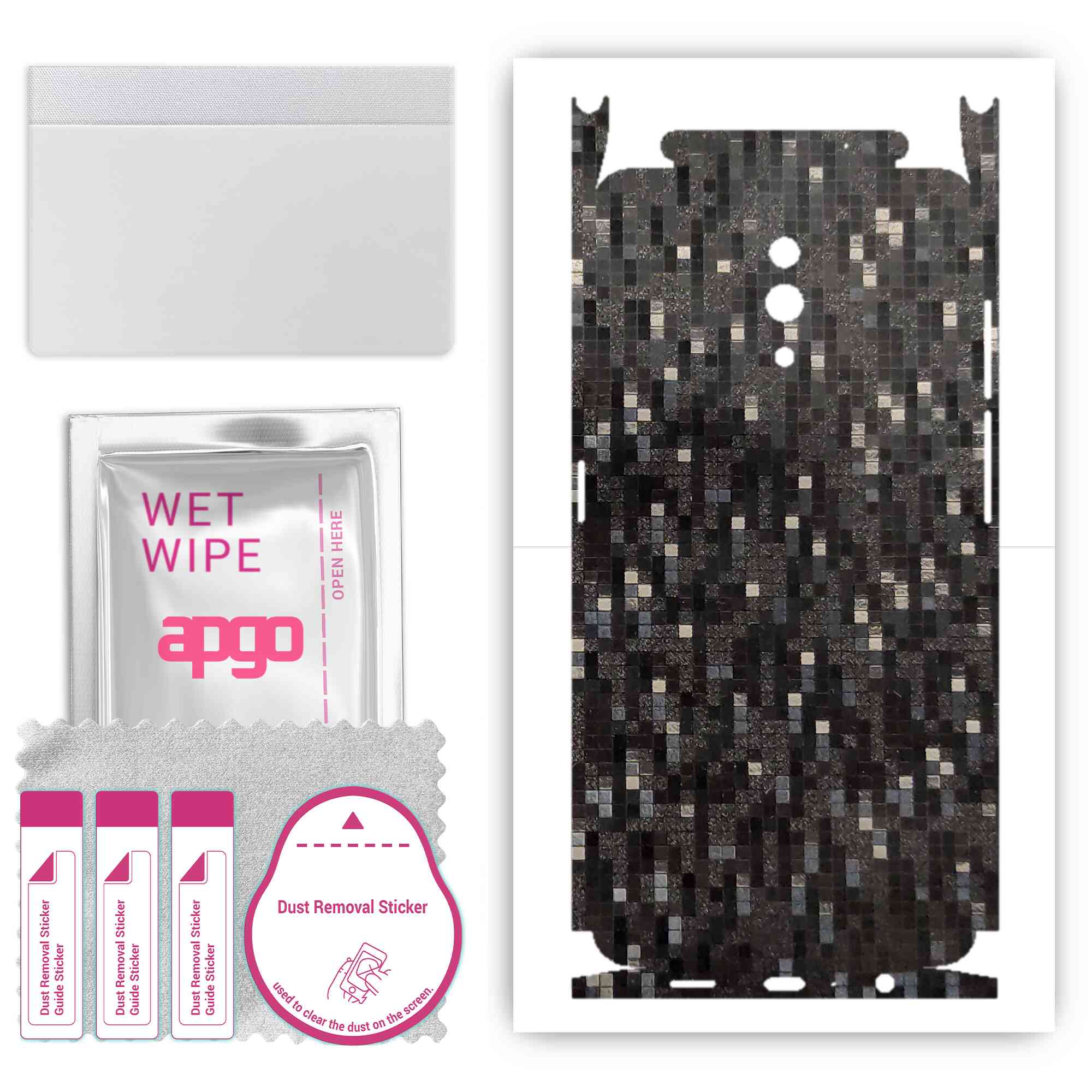 apgo Protective Skin Sticker for the back+sides compatible with Oppo Reno, Full Wrap Film, Foil, Vinyl - Pattern Carbon Black Pixel
apgo Protective Skin Sticker for the back+sides compatible with Oppo Reno, Full Wrap Film, Foil, Vinyl - Pattern Carbon Black Pixel