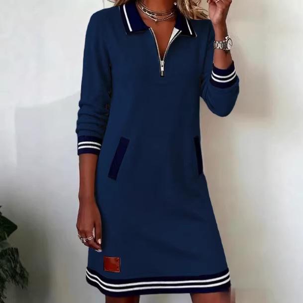 European and American Women s Casual Zipper Long Sleeve Hoodie Dress Small темно-синий
European and American Women s Casual Zipper Long Sleeve Hoodie Dress Small темно-синий