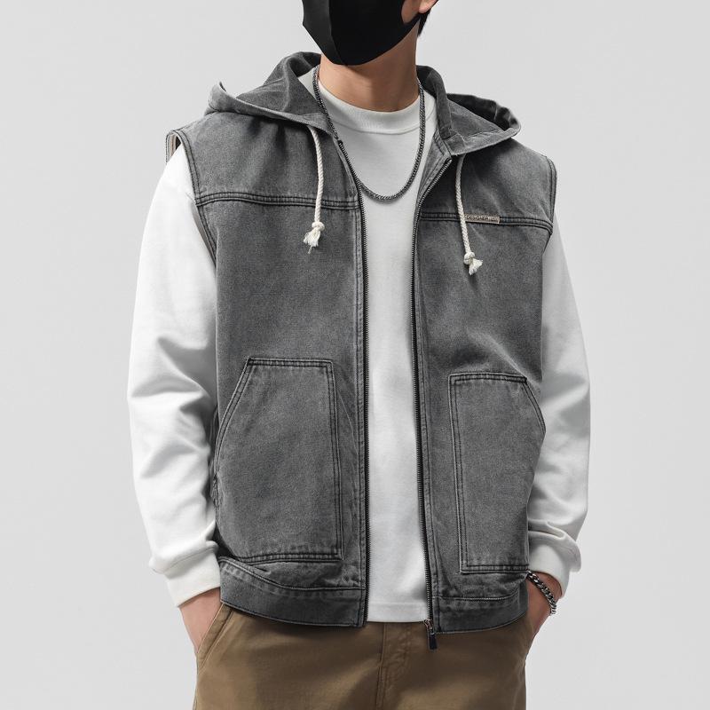 Men s American Retro Hooded Denim Vest Jacket - Casual, High-Quality, Loose Fit for Spring and Autumn 2XL
Men s American Retro Hooded Denim Vest Jacket - Casual, High-Quality, Loose Fit for Spring and Autumn 2XL