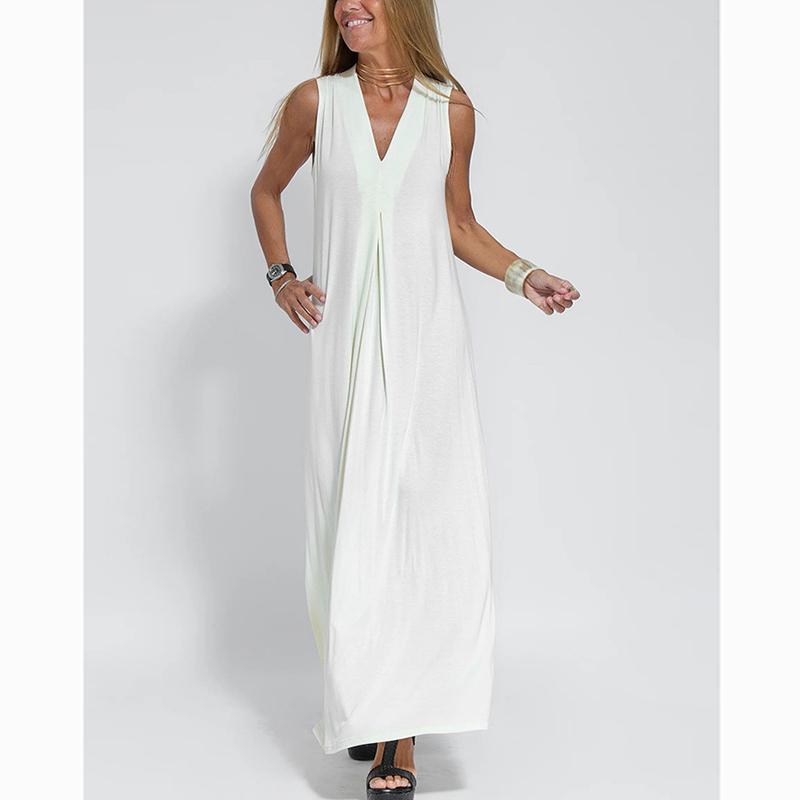 Модное женское платье без рукавов с v-образным вырезом больших размеров, элегантное летнее однотонное длинное платье, женское новое свободное повседневное женское вечернее платье 783 M белый
Модное женское платье без рукавов с v-образным вырезом больших размеров, элегантное летнее однотонное длинное платье, женское новое свободное повседневное женское вечернее платье 783 M белый