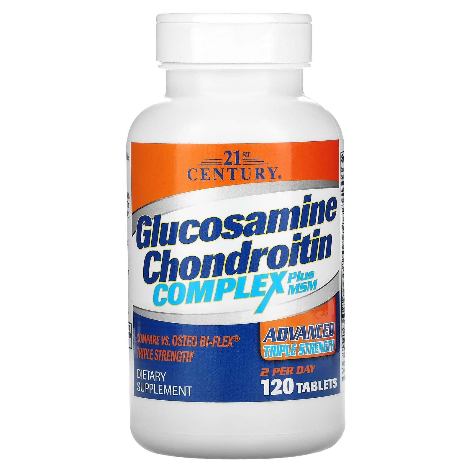 21st Century, Glucosamine Chondroitin Complex Plus MSM, Advanced Triple Strength, 120 Tablets
21st Century, Glucosamine Chondroitin Complex Plus MSM, Advanced Triple Strength, 120 Tablets