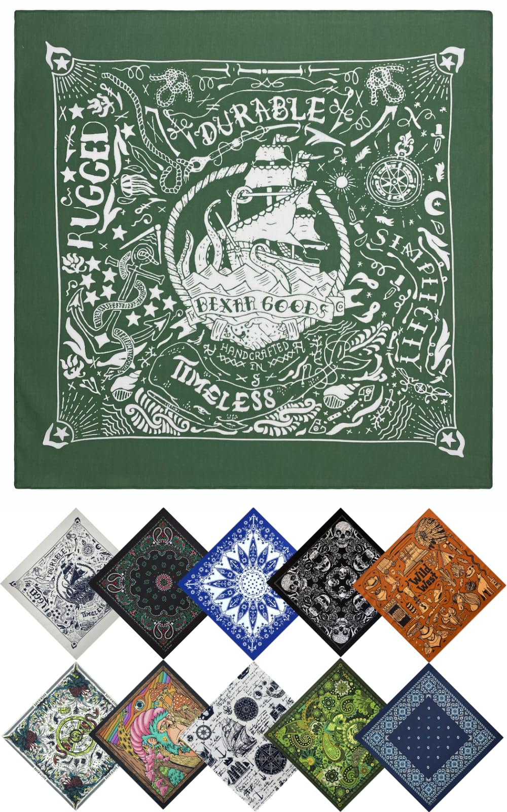 TERTIS Bandana Large Cotton Bandana for Adults, Stylish Handkerchief, Durag, Hair Band, Turban, Scarf, Black, Red, Blue, White (Green Drobe)
TERTIS Bandana Large Cotton Bandana for Adults, Stylish Handkerchief, Durag, Hair Band, Turban, Scarf, Black, Red, Blue, White (Green Drobe)