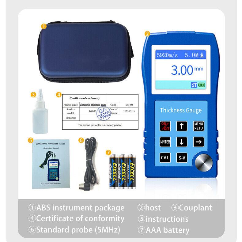 Цифровой ультразвуковой толщиномер-тестер 0,9 ~ 300 мм Инструмент для измерения металлических и неметаллических материалов, стали, серебра, пластика, стекла, ПВХ, труб
Цифровой ультразвуковой толщиномер-тестер 0,9 ~ 300 мм Инструмент для измерения металлических и неметаллических материалов, стали, серебра, пластика, стекла, ПВХ, труб