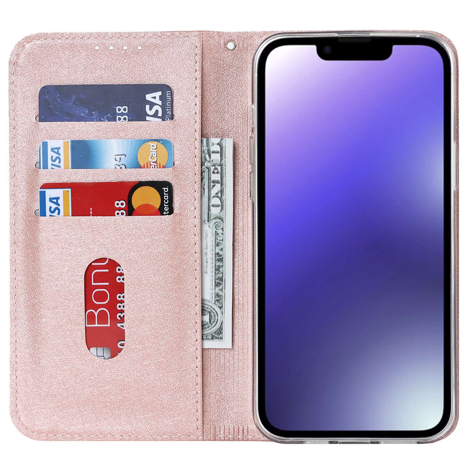 For iPhone 14 6.1 inch PU Leather Silk Texture Anti-wear Phone Case Stand Anti-shock Wallet Shell with Wrist Strap Rose Gold
For iPhone 14 6.1 inch PU Leather Silk Texture Anti-wear Phone Case Stand Anti-shock Wallet Shell with Wrist Strap Rose Gold
