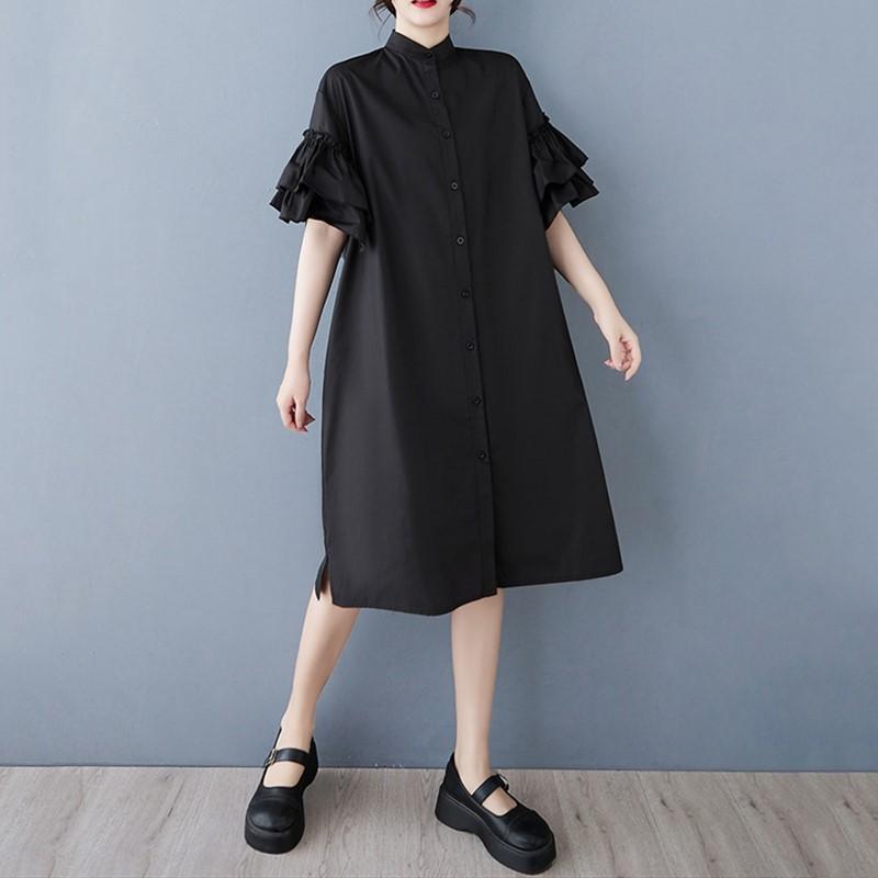 Короткие рукава больших размеров винтажные новые платья для женщин повседневное свободное летнее платье миди чёрный
Короткие рукава больших размеров винтажные новые платья для женщин повседневное свободное летнее платье миди чёрный