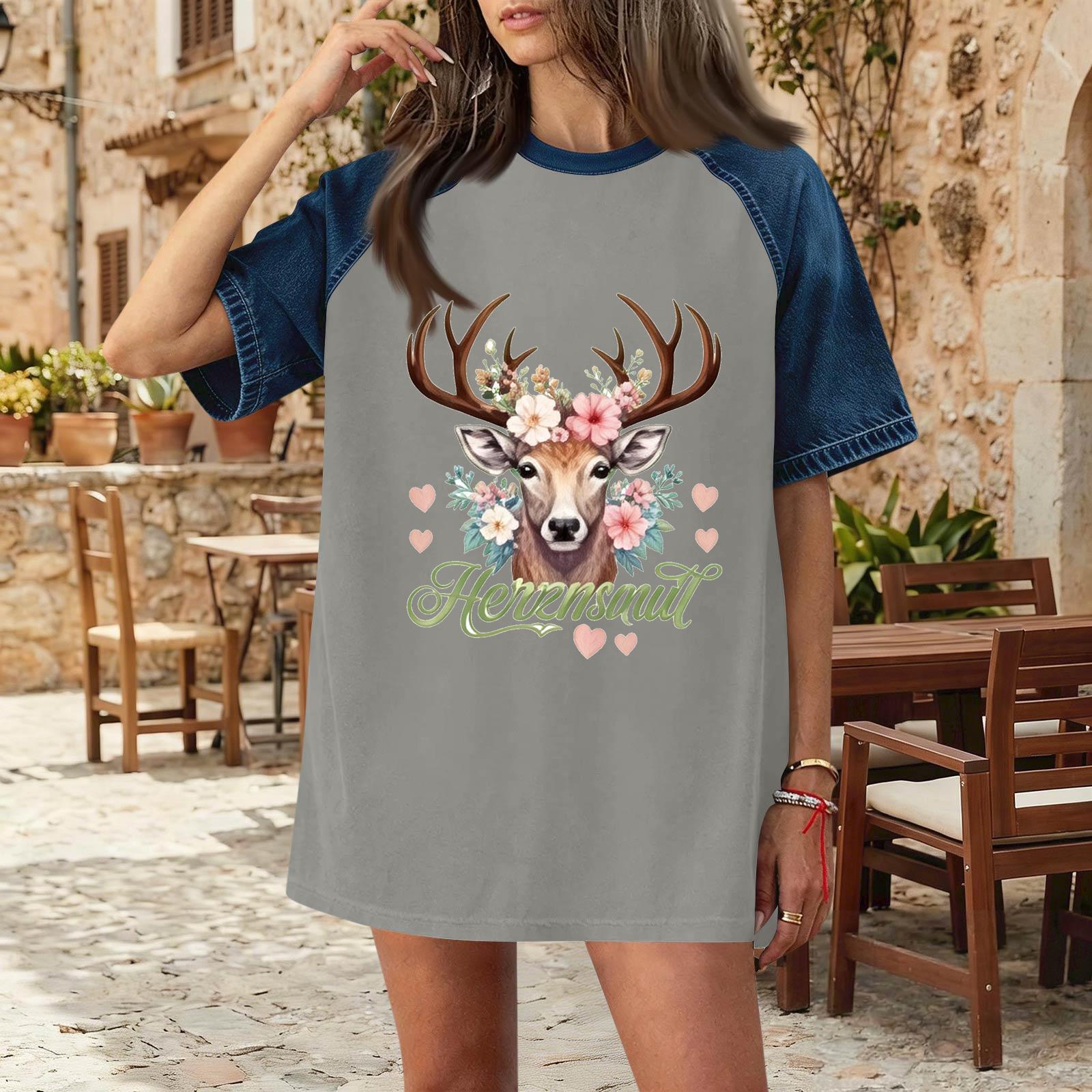 Women s Casual Denim Patch T-Shirt Oktoberfest Graphic Tee Comfortable Short Sleeve Loose Fit Top S
Women s Casual Denim Patch T-Shirt Oktoberfest Graphic Tee Comfortable Short Sleeve Loose Fit Top S