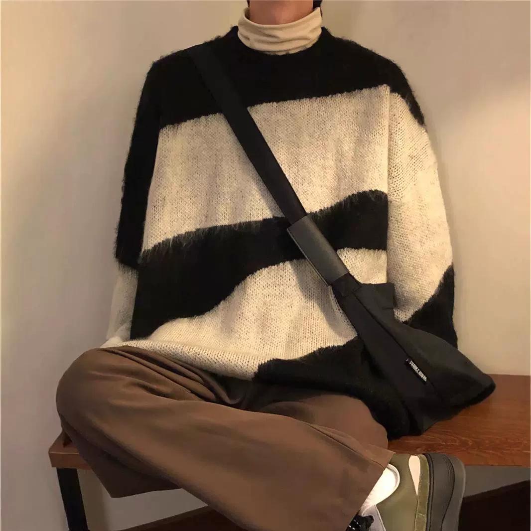 American Retro Color Block Sweater - Thick, Loose, Trendy College Style Couples Knit Medium чёрный
American Retro Color Block Sweater - Thick, Loose, Trendy College Style Couples Knit Medium чёрный