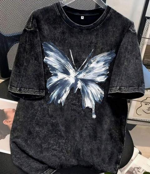 Unisex Graphic Tee Featuring Distressed Vintage Finish SilverBlue Splatter Butterfly Pattern Printed ShortSleeve Tops S
Unisex Graphic Tee Featuring Distressed Vintage Finish SilverBlue Splatter Butterfly Pattern Printed ShortSleeve Tops S