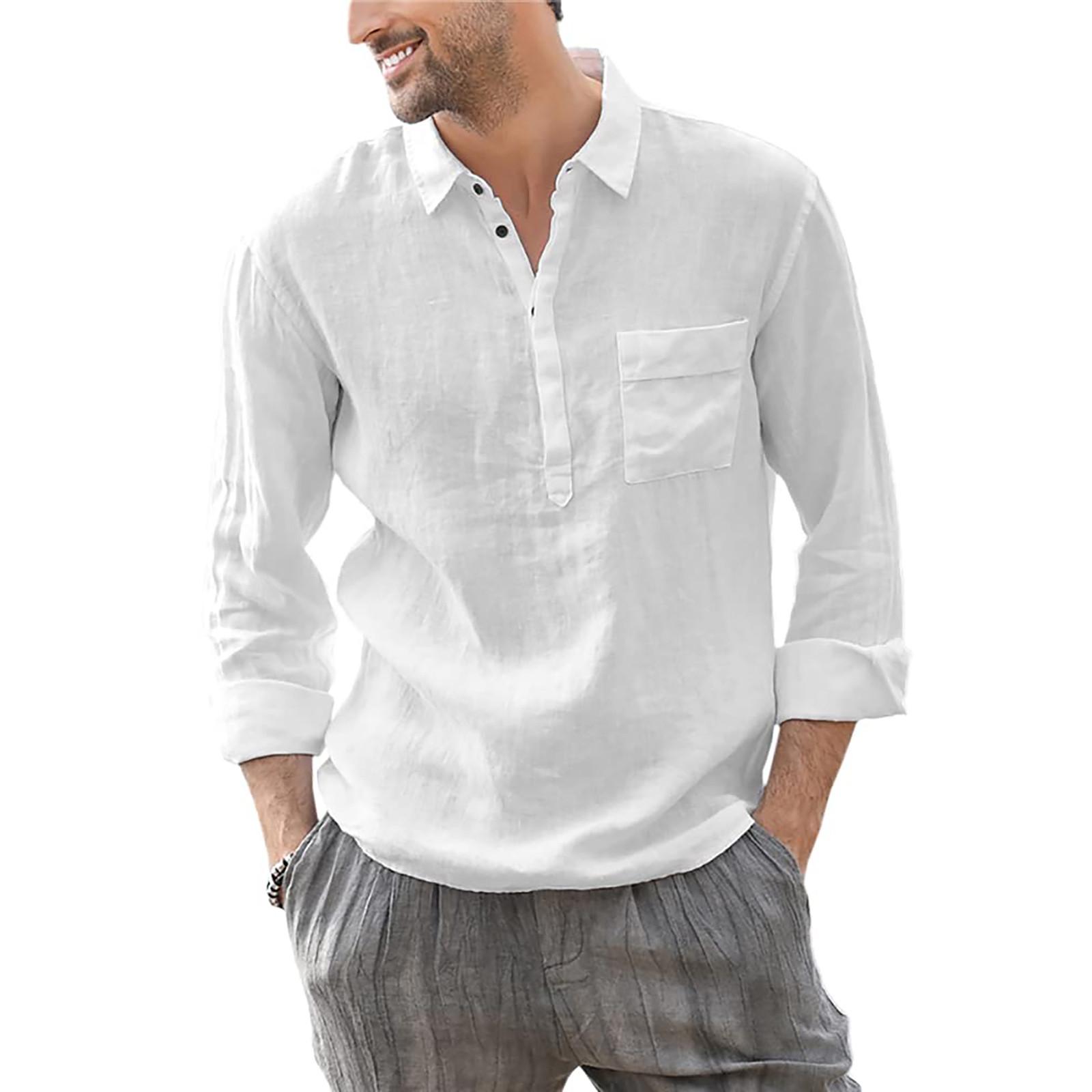 Мужская мода свободный повседневный мягкий и удобный однотонный хлопковый топ с длинными рукавами с лацканами L белый
Мужская мода свободный повседневный мягкий и удобный однотонный хлопковый топ с длинными рукавами с лацканами L белый