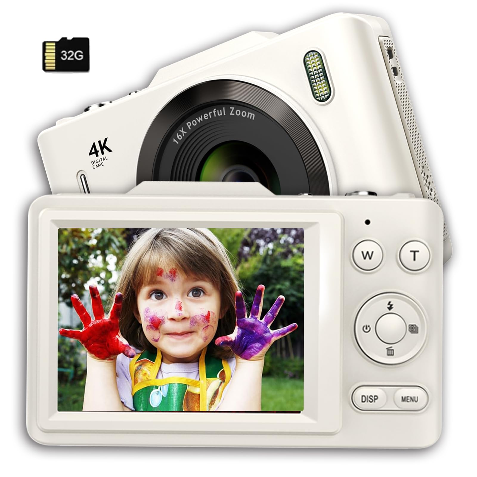 TORAKIND Digital 4K Digital Compact 68 Megapixel Contour HD 1080P Video Digital Camera for AF 16x Цифрова різдвяна кишенькова камера для 32GB Micro SD білий
TORAKIND Digital 4K Digital Compact 68 Megapixel Contour HD 1080P Video Digital Camera for AF 16x Цифрова різдвяна кишенькова камера для 32GB Micro SD білий