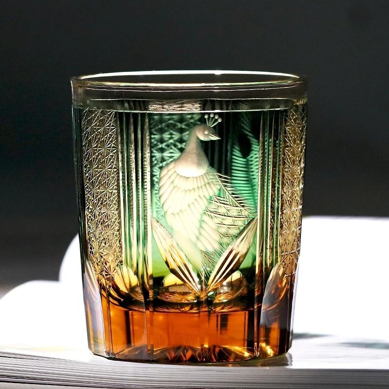 Japanese Style Luxury Edo Kiriko Wine Glass Green Blue Krystal Whisky Tumbler Handmade Engraving Peacock Whiskey Drinking Cup 270ml
Japanese Style Luxury Edo Kiriko Wine Glass Green Blue Krystal Whisky Tumbler Handmade Engraving Peacock Whiskey Drinking Cup 270ml