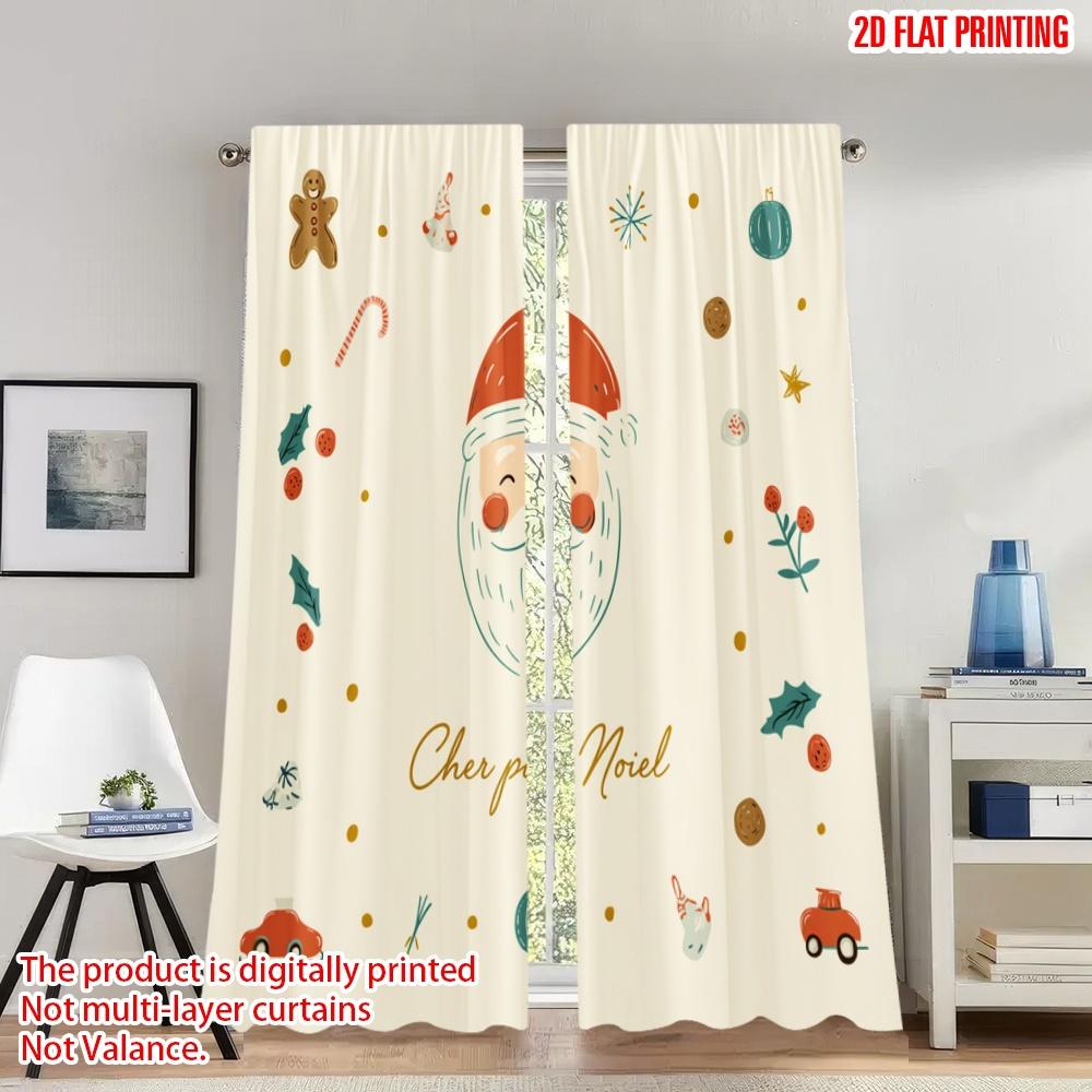 Set Of 2 Flat Printing Happy Christmas Scene Curtains Santa Claus Gingerbread Festive Digital Printed Polyester Drapes Made W100*H70(CM)-Hooks&1PCS
Set Of 2 Flat Printing Happy Christmas Scene Curtains Santa Claus Gingerbread Festive Digital Printed Polyester Drapes Made W100*H70(CM)-Hooks&1PCS