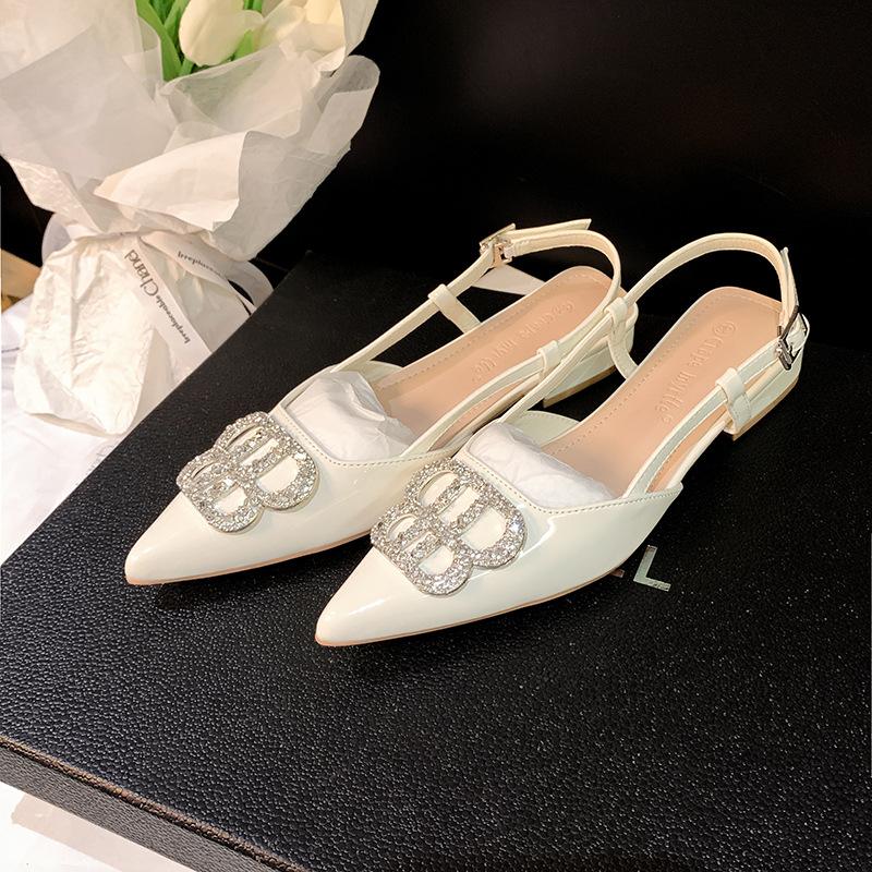 Seasonal French rhinestone thin heel small pointed toe bag head sandals advanced sense one word with empty shoes 40
Seasonal French rhinestone thin heel small pointed toe bag head sandals advanced sense one word with empty shoes 40