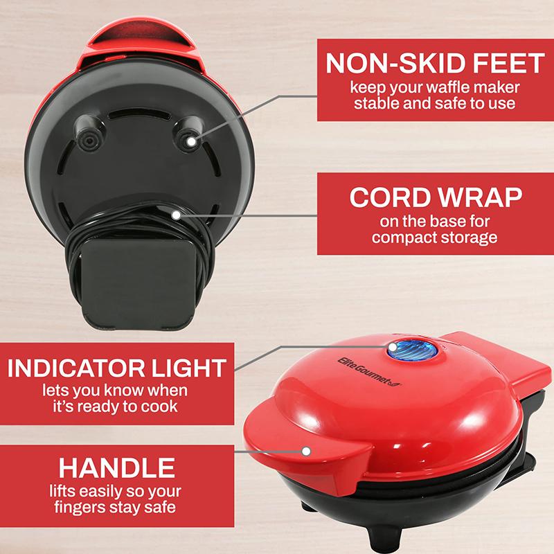 Elite Gourmet Ewm015R электрическая антипригарная мини-вафельница 4,5 дюйма, бельгийские вафли
Elite Gourmet Ewm015R электрическая антипригарная мини-вафельница 4,5 дюйма, бельгийские вафли
