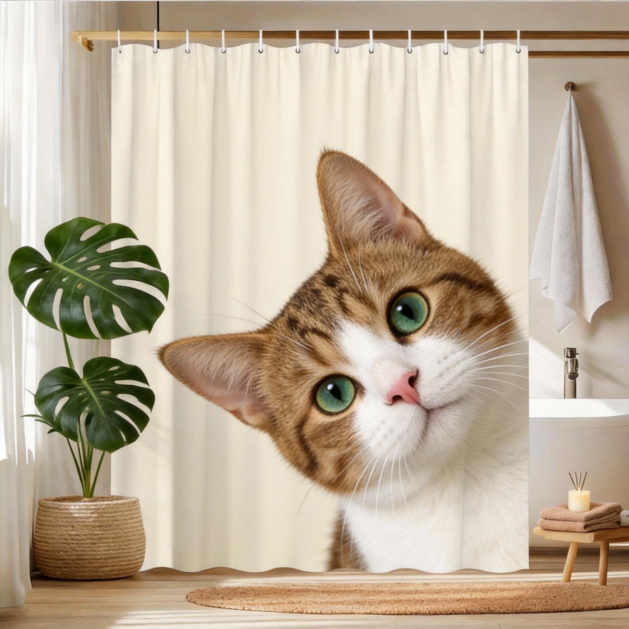Black And White Cat Shower Curtain 180X180Cm – Curious Kitty Peeking, Waterproof, With Hooks Included Shower Curtain Hooks W60H190(CM)-1 Pcs
Black And White Cat Shower Curtain 180X180Cm – Curious Kitty Peeking, Waterproof, With Hooks Included Shower Curtain Hooks W60H190(CM)-1 Pcs