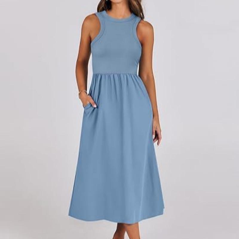 VEZFAA женские модные летние весенние однотонные повседневные платья без рукавов с круглым вырезом и высокой талией XL
VEZFAA женские модные летние весенние однотонные повседневные платья без рукавов с круглым вырезом и высокой талией XL
