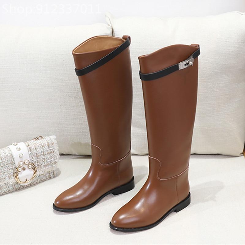 High Quality Genuine Leather Knight Boots Belt Buckle Low -Heel Women High Boots Round Toe Plus Size Luxury Shoes Platform Boots
High Quality Genuine Leather Knight Boots Belt Buckle Low -Heel Women High Boots Round Toe Plus Size Luxury Shoes Platform Boots
